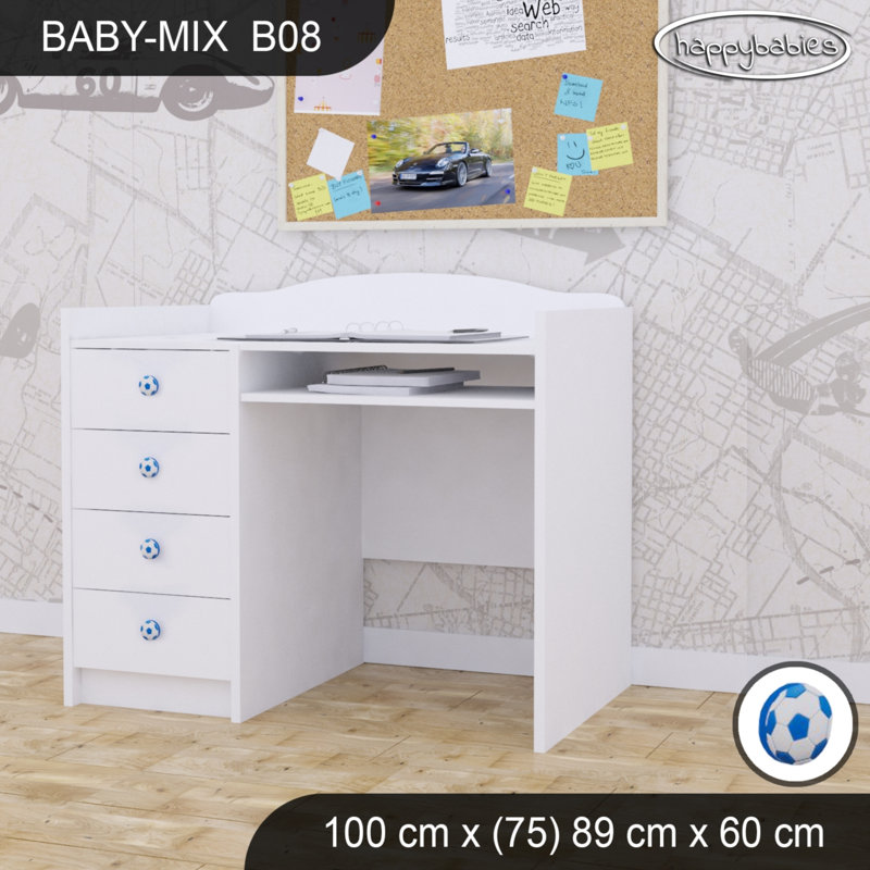 100cm Computer Desk, White/Navy