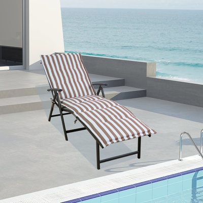 Nadire Cozy Aluminum Reclining Lounge Chair with Cushion Drink Holder Adjustable Assemble-Free