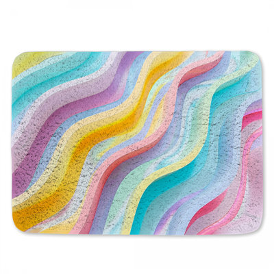 Wave Design Bath Mat Abstract Bathroom Decor Modern