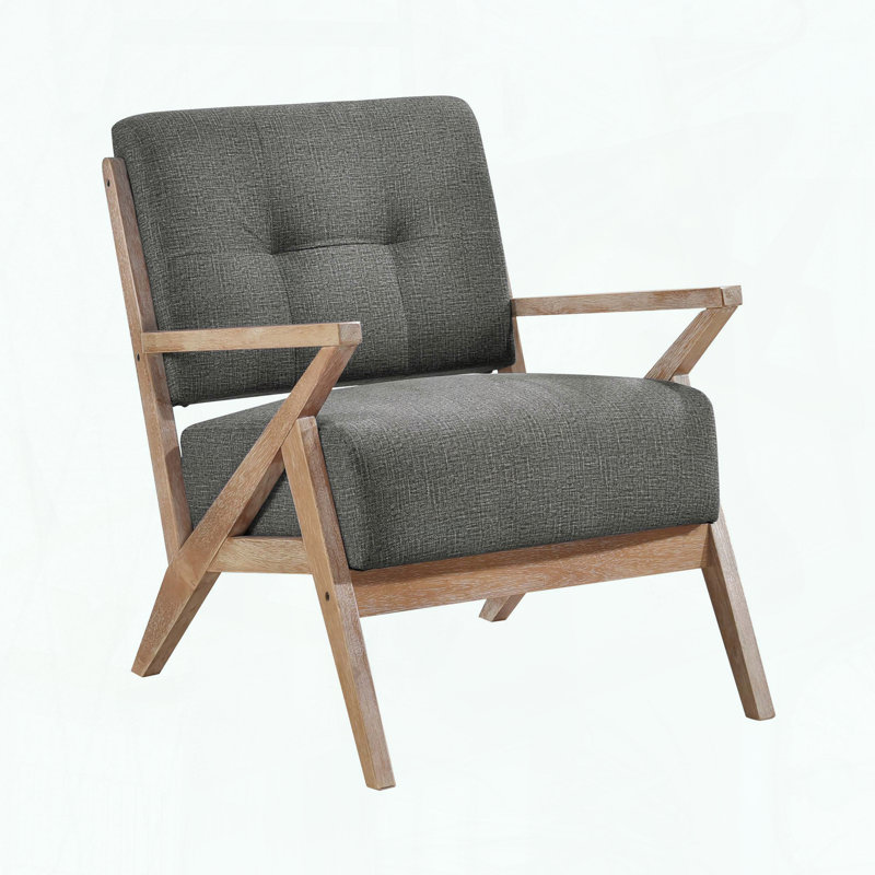 Fauteuil d'appoint capitonné avec finition noyer antique, Dark Grey