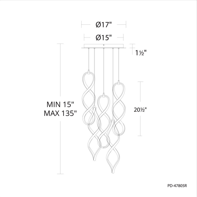 Interlace Round Multi-Light 4-CCT Pendant, Black