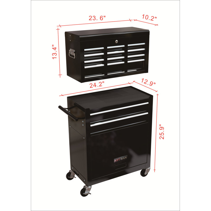 High Capacity Rolling Tool Chest With Wheels And Drawers, 8-Drawer Tool Storage Cabinet, Black