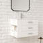 Ensemble de meuble-lavabo mural simple 30 po avec comptoir en céramique bleu marine Aurilla et tablette latérale gauche Aurilla-559038129-737632751-737632752