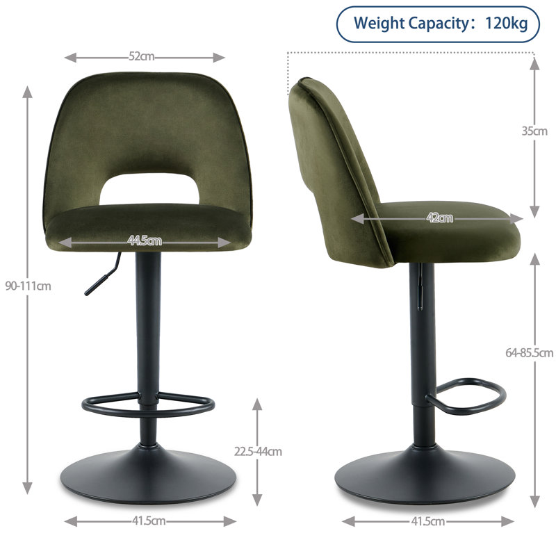 Swivel Adjustable Height Counter Stool, Green