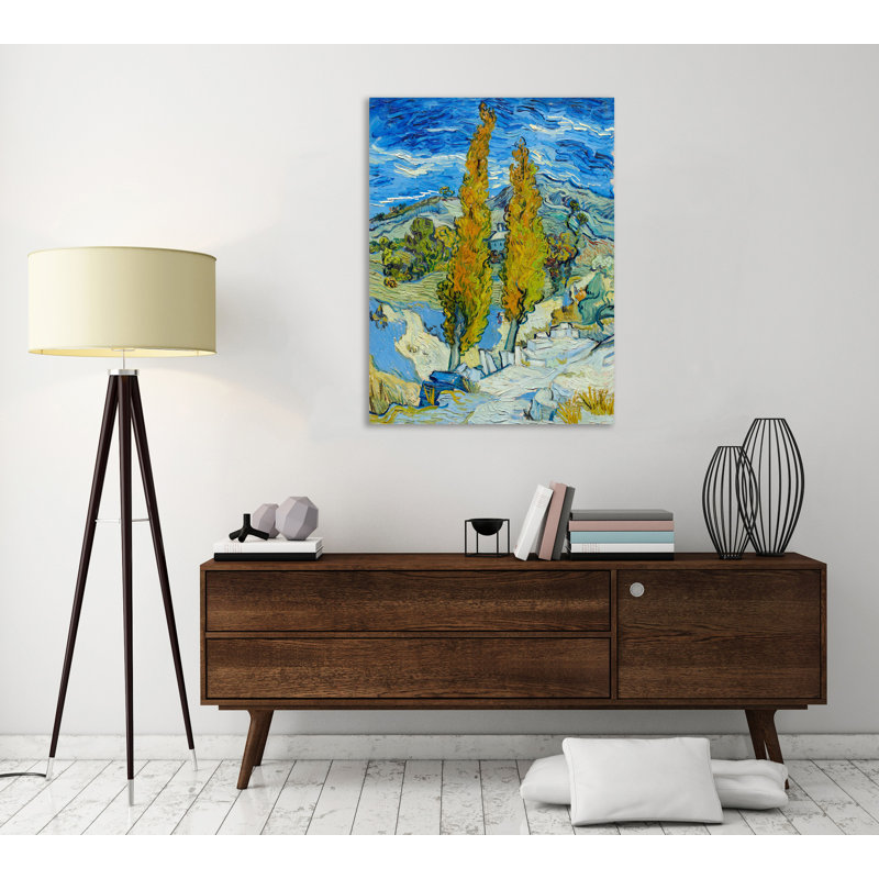 «The Poplars at Saint-Remy» par Vincent Van Gogh - reproduction d'art sur toile tendue, H 20 po x l 15 po x P 1,5 po