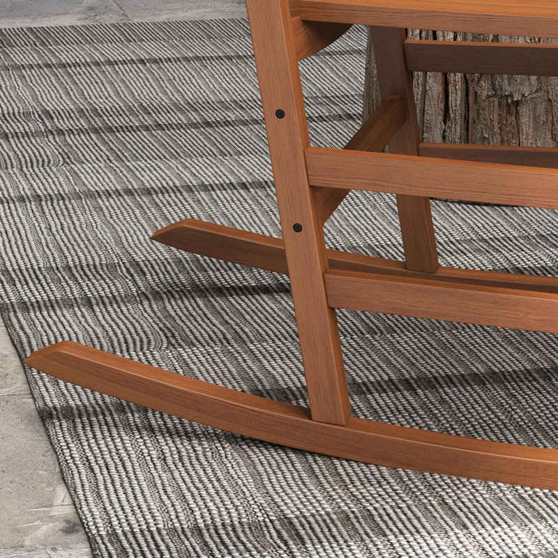 Of 2 Outdoor Rocking Chairs With Side Table, Patio Wooden Chair Energetic & High Back, 352 Lbs Support Capacity, For Garden, Balcony, Porch,  2 Table , Smooth ,
