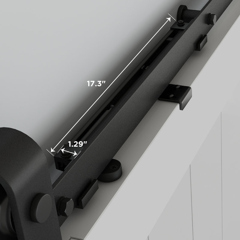 Soft Close Standard Single Barn Door Hardware Kit, Matte Black