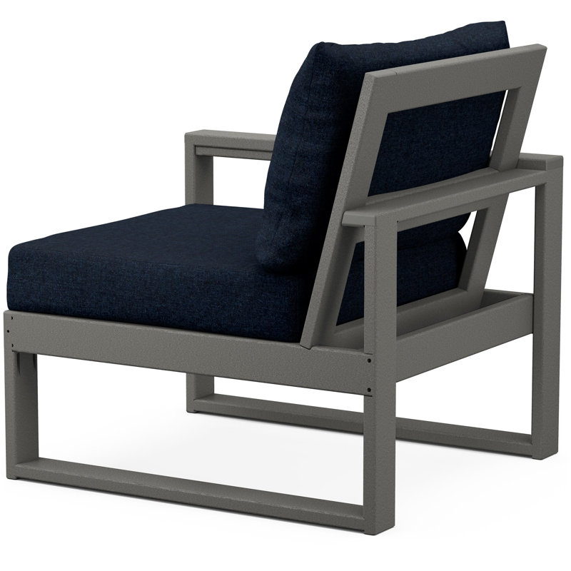 POLYWOOD Outdoor Lounge Chair, Slate Gray, Marine Indigo