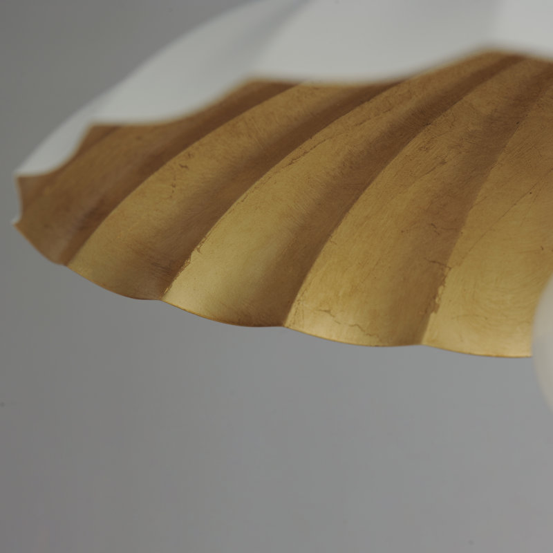 Granduca 1 - Light Gold Single Pendant, Matte White/Gold Leaf