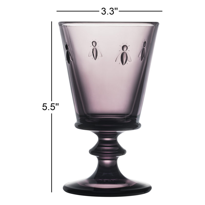 La Rochere Napoleon Bee Aubergine 9 Oz. Wine Glass, Set Of 6.