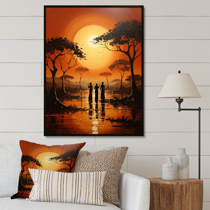 Boscawen African Savannah Serenade II, H 32 po x l 24 po x P 1 po, Cadre flottant noir