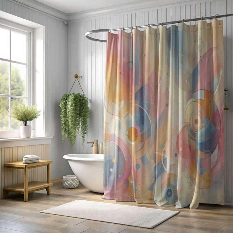 Rideau de douche standard 1 pièce Pastel Splash, H 74 po x l 71 po