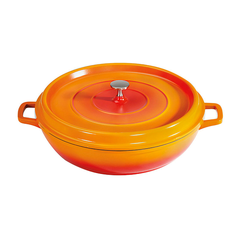 G.E.T. Non-Stick Cast Aluminum Round Braiser with Lid, Red, 4.5 Qt.