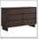 Commode 6 tiroirs Hemlock brun chaud avec tiroirs supérieurs doublés de feutre et rangement spacieux pour les chambres modernes