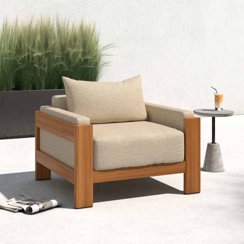 Nathanson Teak Patio Chair with Cushions