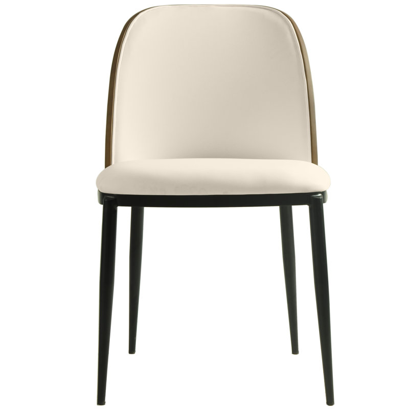 Larenzo 18.7'' H Upholstered Metal Side Chair, Walnut/White
