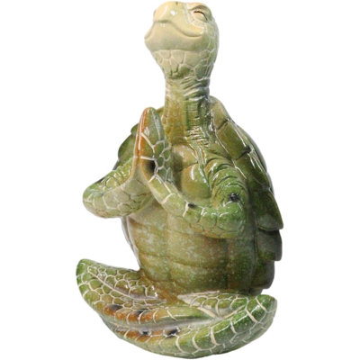 Figurine décorative nautique tortue verte en méditation bienheureuse L 6,25 po