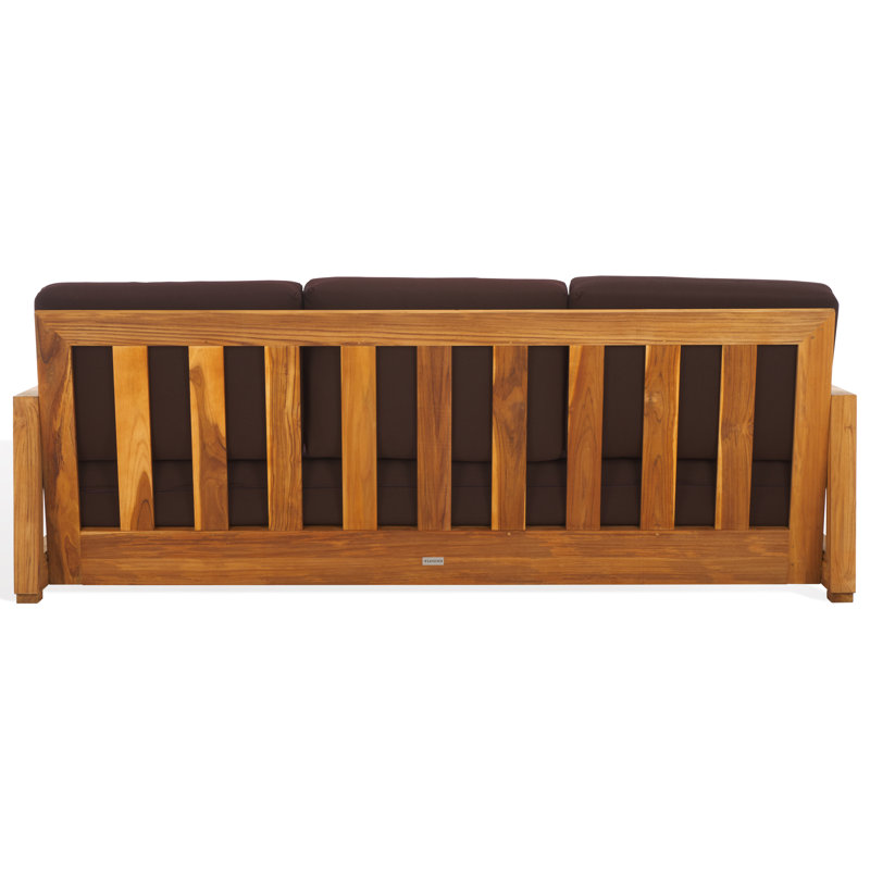 Montford Teak Patio Sofa with Cushions, Dark Brown Melrose