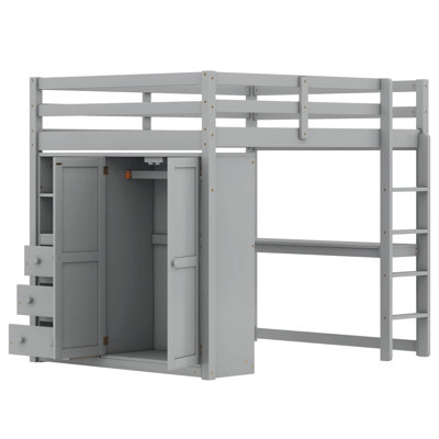 Jamien Kids Full Loft Bed with Drawers