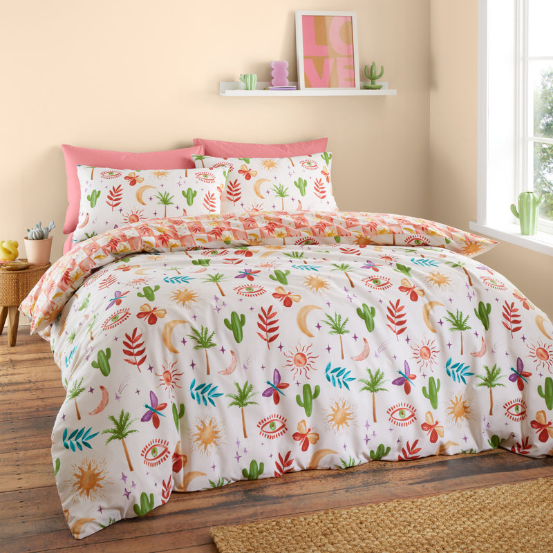 Cotton Blend Floral Duvet Cover Set with Pillowcases Included, Single Duvet Cover + 1 Standard Pillowcase