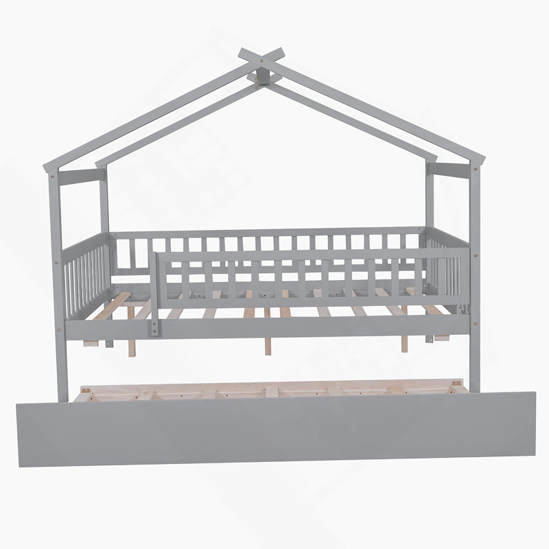 Lit gigogne en bois, Gris