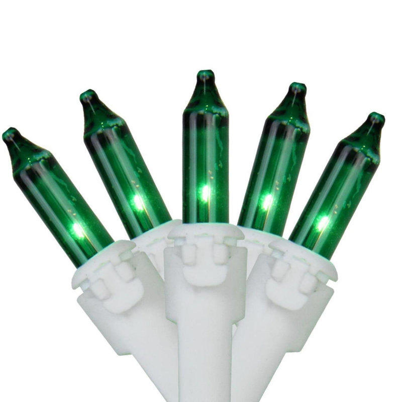 100-Count Mini Christmas Light Set 49.6ft Wire, White, Green