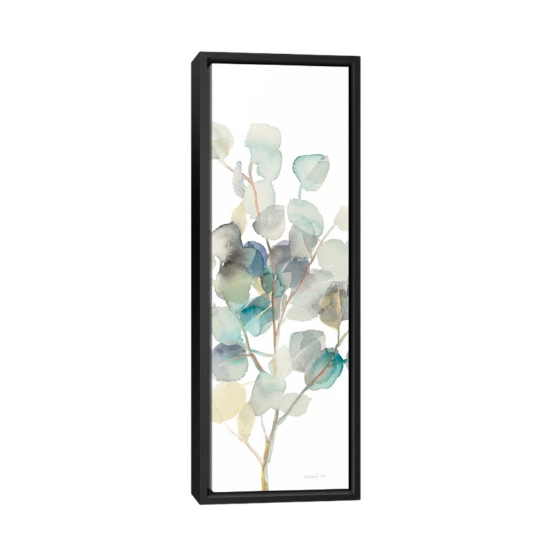 « eucalyptus on white iii » par danhui nai-impression sur toile, H 36 po x l 12 po x P 1,5 po, Toile avec cadre noir