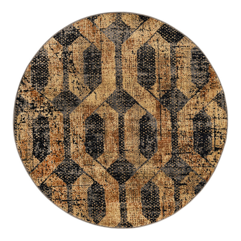 Geometric Indoor Rug, Round 5'3"