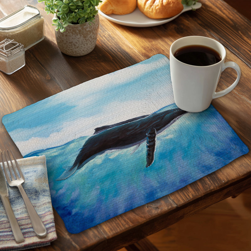 Napperon bleu tressé en baleine bleue | Décoration marine
