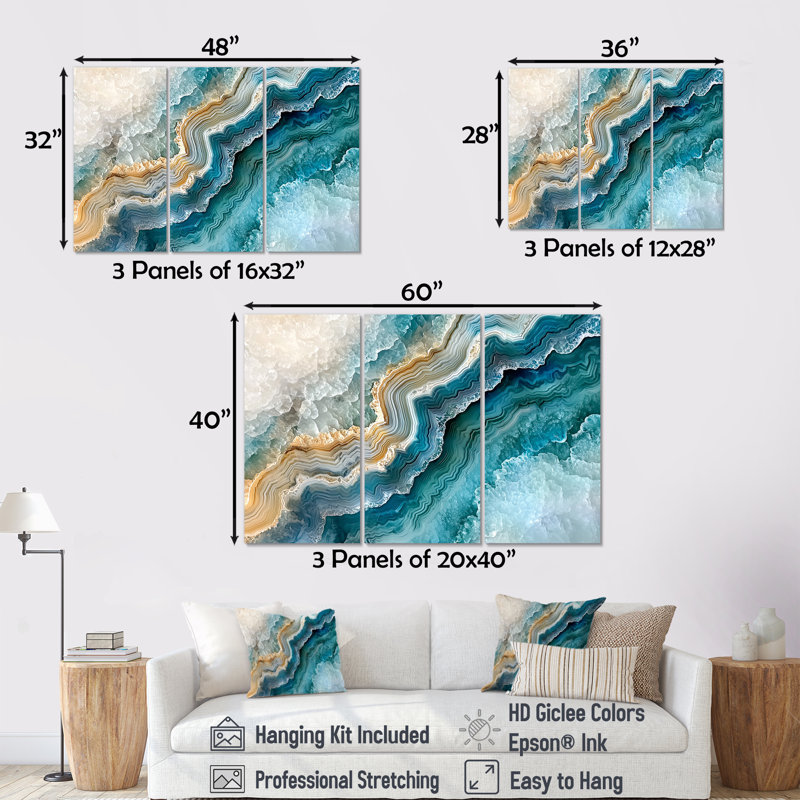 Agate «Dream River», ensemble de reproductions d'art sur pierre, H 40 po x l 60 po, Toile tendue, Does Not Apply