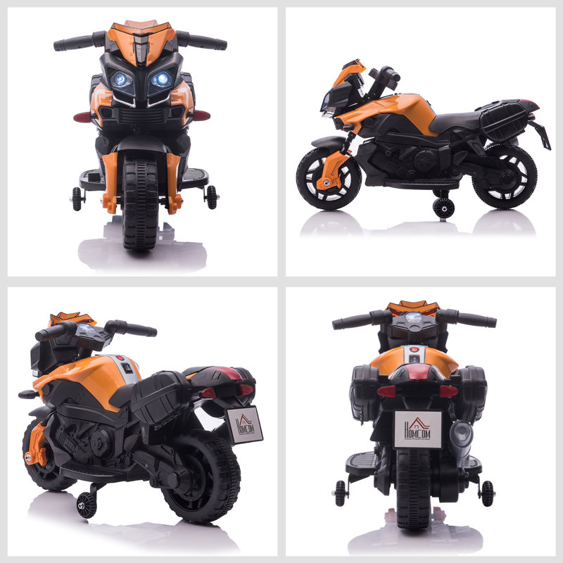 6-Volt Orange Electric Kids Motorcycle with Training Wheels