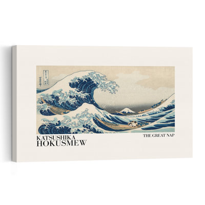 «Great Wave Cat Nap», art traditionnel de chat, paysage, impression murale