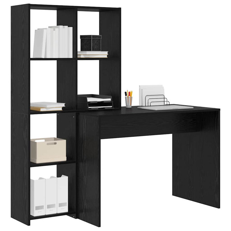 Desk 138.5 X 55 X 143 Cm Engineered Wood, Black Oak