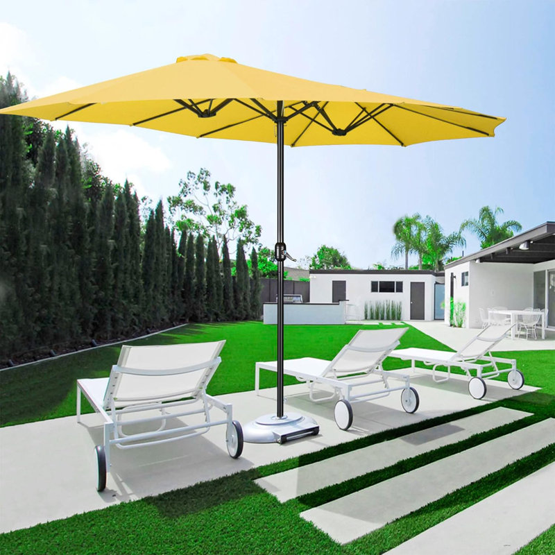 Parasol de marché rectangulaire avec vent 15X9 Ft, Jaune
