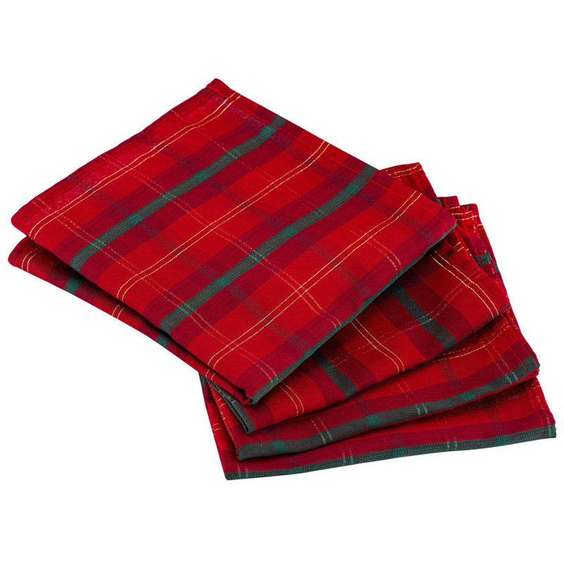 Christmas Scottish Tartan Tablecloth and Pack of 8 Napkins, 132cm W x 288cm L