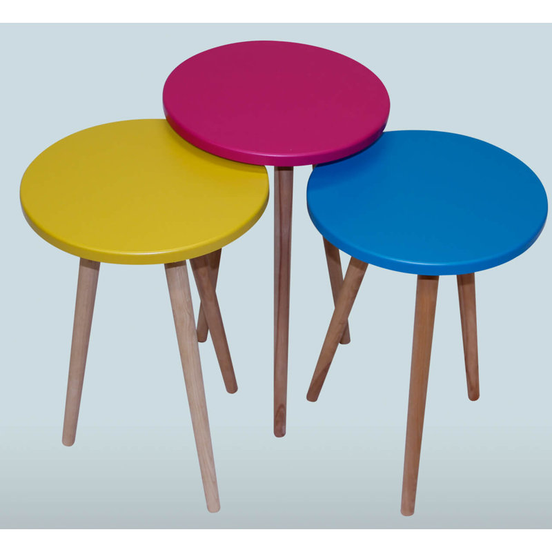 Emmet Nesting Tables, Yellow/Pink/Blue