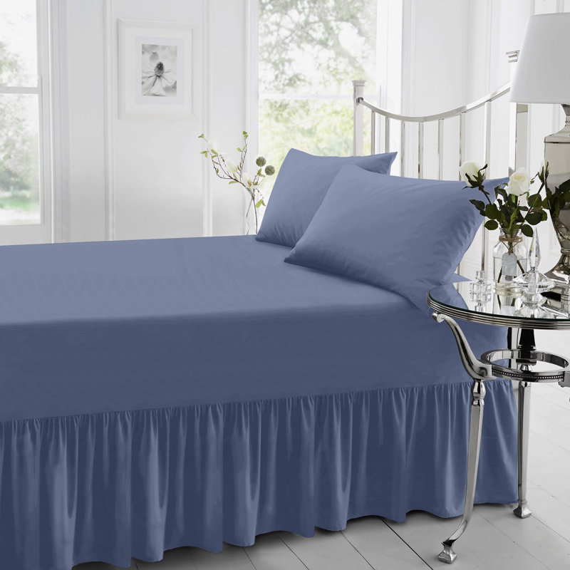 Percale Valance Sheet Polycotton Solid Colour Bed Sheet Single Double King Super King Machine Washable High Quality, Blue