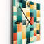Orange And Green Popart Pop Culture Pixels I - Striped Modern Wall Clock-99003696