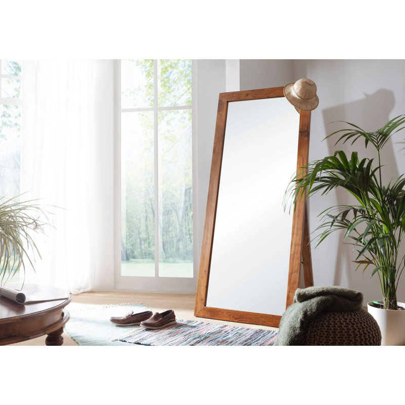 Oxford Wood Floor Mirror, Honey