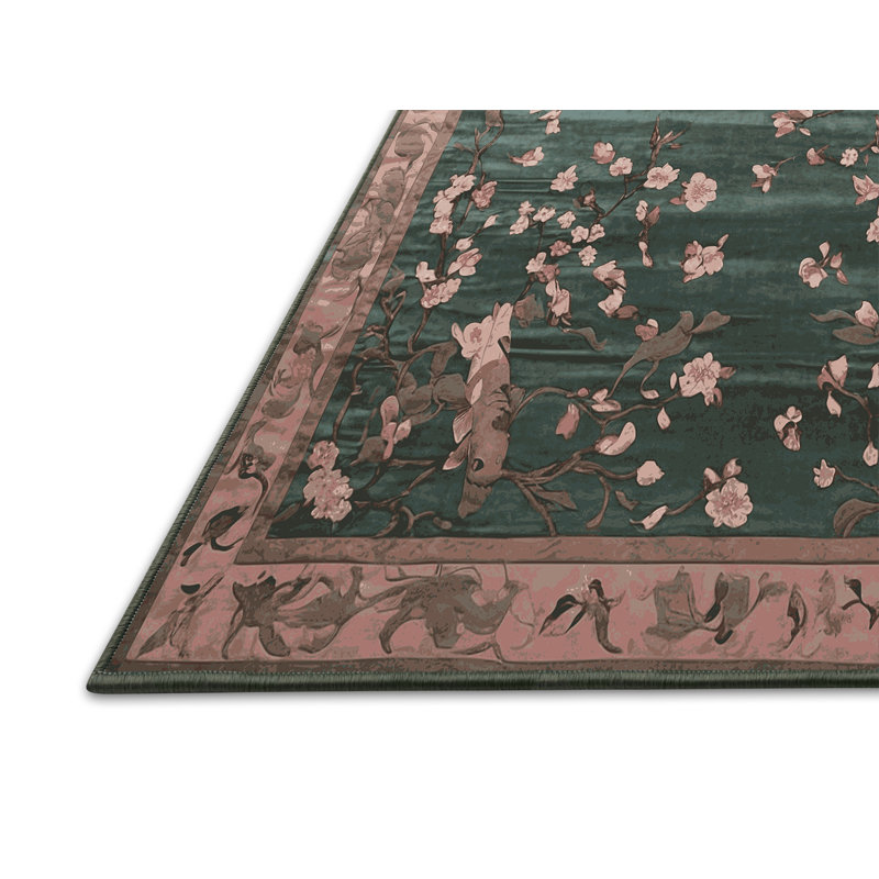 Tapis vert soyeux et moelleux, Rond 5 pi