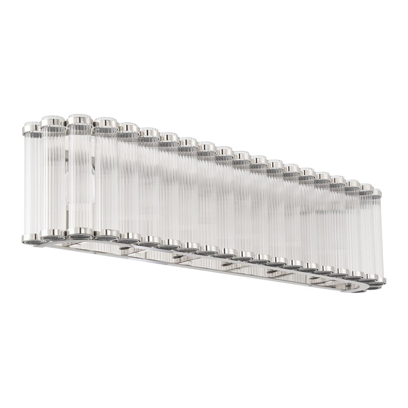 Meuble-lavabo, 32 po, nickel poli, verre nervuré, Nickel poli