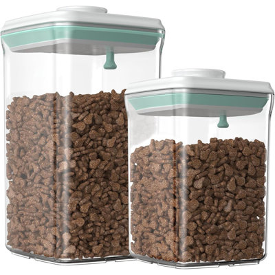 Dog-Cat POP Treat-Airtight Jar-Container -  (2PC) | Stackable One-Touch Opening | For Snacks Candy Salt Herbs Spices | BPA-Free