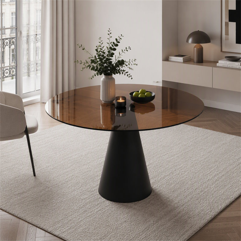 35-Inch Round Glass Dining Table