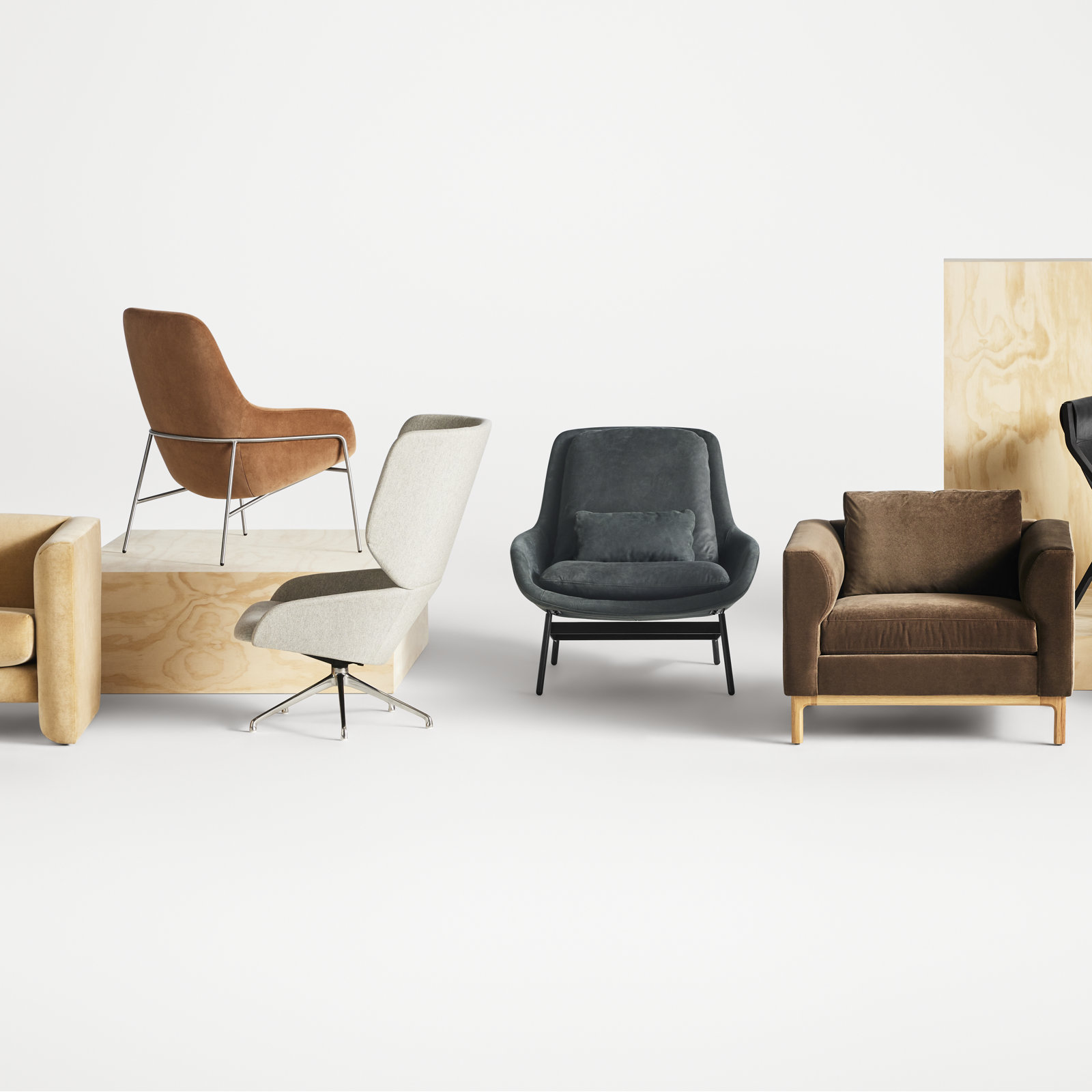 Field Upholstered Accent Chair, Ink Genuine Leather