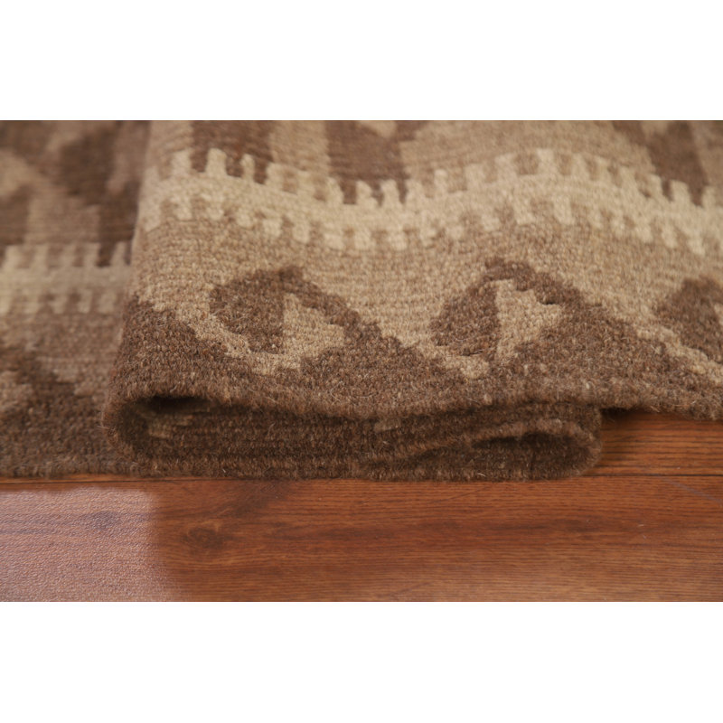 Brown Kilim Reversible Wool Area Rug 5x7
