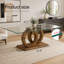 Une table basse rectangulaire moderne et tendance avec un plateau en verre trempé et des pieds en grain de bois. Convient au salon: 47,2 po x 25,4 po x 17,9 po