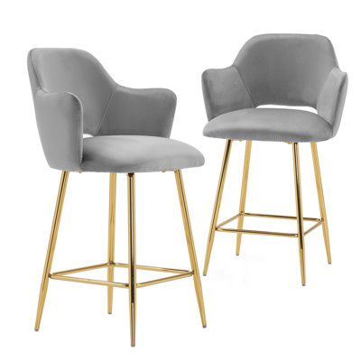 Henriella Velvet Dining Chairs,Modern Upholstered Accent Chair Armchair with Gold Metal Legs -  Everly Quinn, 4195410BDAAA49B499F76D21E77BDEAE