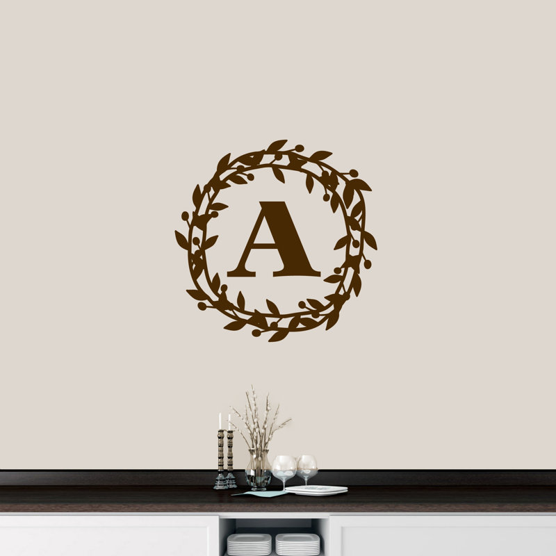 Décalcomanie murale monogramme de baies de fleurs Jiminez, Brun chocolat, Oui