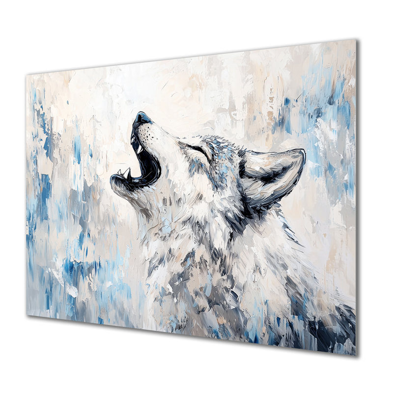 Loup hurlant à la lune - animaux, art mural en métal, loup, H 12 po x l 20 po