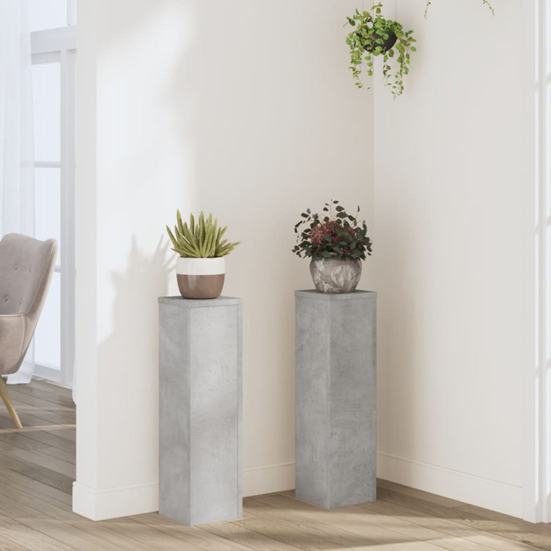 Plant Stand - Set of 2, Concrete Grey, 60cm H x 17cm W x 17cm D